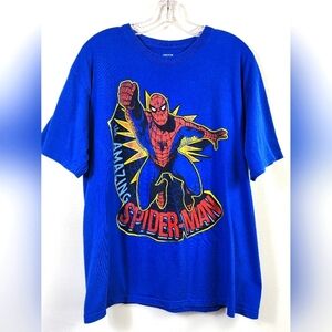 Marvel Vibrant Blue Spider-Man Graphic T-Shirt Lose Fit Short Sleeve, sz LG
